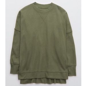 AERIE || The Happiest Textured Crew Sweatshirt